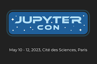 JupyterCon conference logo with subtitle "May 10–12, 2023, Cité des Sciences, Paris"