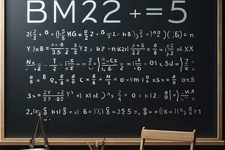 A generated image for the prompt: Can you create an image showing the formula of BM25 score. It shows a lot of formulas but they are not at all related to BM25