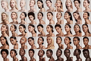 An image of dozens of women with different skin colours