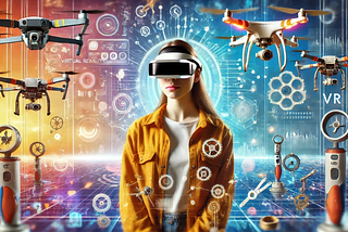 A student in AI and VR drone repair training.