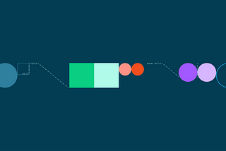 Abstract image of circles and squares detailing the connection of our employees and clients while collaborating remotely.