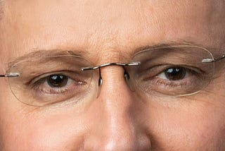 Close up on House Speaker Mike Johnson, just his eyes