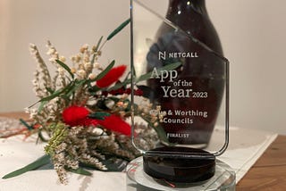 Netcall App of the Year 2023 finalist trophy