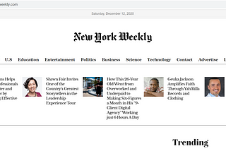 image of New York Weekly online newspaper front page stories