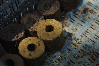 Re-modelled cow dung pots - Cow dung ‘blocks’!