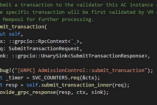 Facebook Libra focus on Admission Control (Part 2: SubmitTransaction)