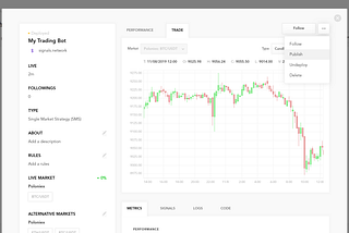 Publish your strategy in Strategies Marketplace