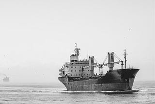 photo of freighter on the ocean