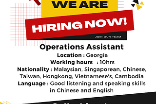 Operations Assistant Job Vacancy in Georgia