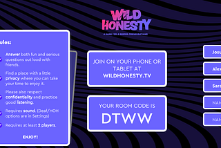 Play Wild Honesty online (via screen share!)