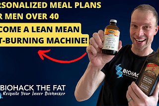 Trevor Folgering holding bottles of oil, and developing personalized meal plans to help men over 40 lose fat