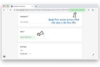 Prefilled Google Form responses