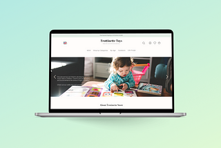 Image of a mockup desktop screen with main page of the website “Trottinette Toys”