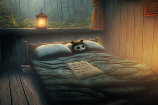 The graphics of the bedroom of Mr. Panda, the night he left for the Kingdom in the North.