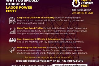 EXHIBIT AT LAGOS POWER FEST 2020;