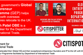 Citispotter Global Entrepreneur Programme — Department For International Trade Interview