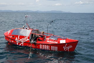 Olly Hicks rowing across the Atlantic Sea