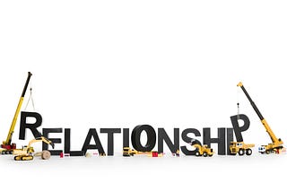 An illustration of the word relationship being built and under construction