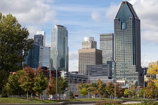 A landscape photo of the Montreal skyline