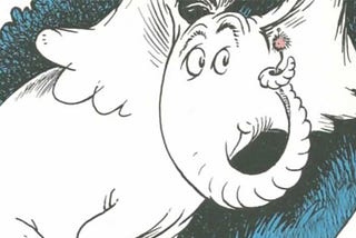 Cartoon image of Horton Hears hearing a Who
