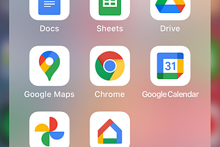 Screenshot of a folder of Google apps on an iPhone