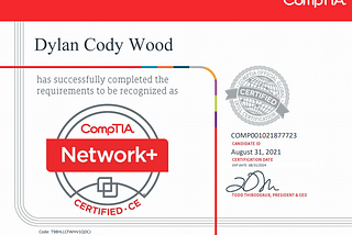 CompTIA Network+ Certified!
