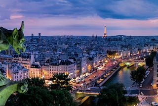 Notre Dame. Gargoyle looking out over Paris