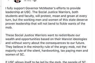 An Open Letter to SC Treasurer Curtis Loftis Jr.: You Owe the USC Community an Apology