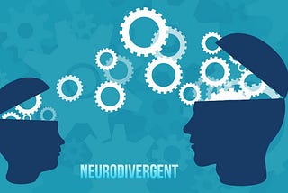 Neurodivergent parent and child illustration on blue background