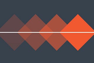 Four orange diamond shapes along a white line increasing in opacity to represent web animations