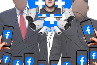 Facebook surveillance through its app while looking on a screen.