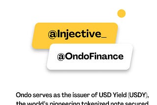 Injective Introducing USDY, Ondo US Dollar Yield.