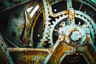 Close-up of rusted gears