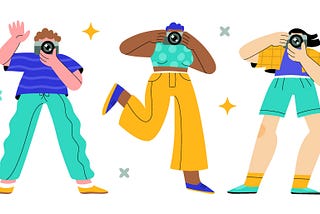 Illustyration of a diverse group of photographers