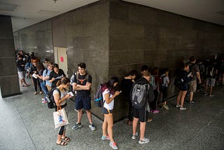 Young people in line to vote