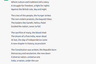 Asking ChatGPT to write a poem about India becoming a Republic