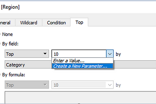 Options to create Parameters in Tableau…