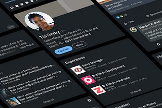 Decorative banner header showing dark mode versions of LinkedIn screens.