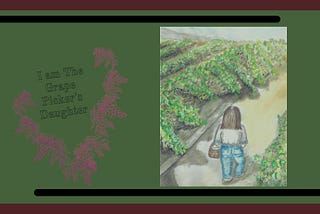 Watercolor image of a young girl in a grape field.