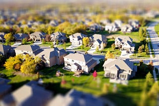 Some suburban homes seen from above