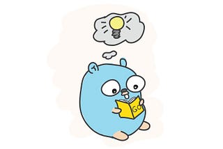 Gopher reading a Go programming language book