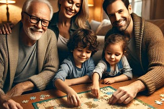 ai graphic of family enjoying the benefits of puzzles