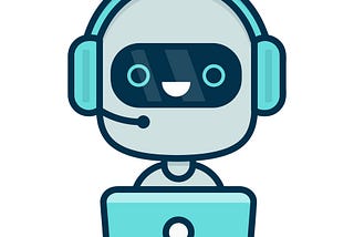 cartoon of a bot providing customer service over the computer.