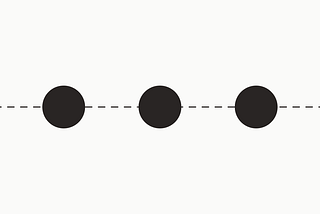3 large dots aligned horizontally traversed by a dashed line.