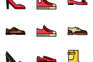 Images of different kinds of shoes.