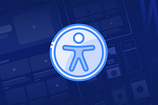 UX wireframes with an accessibility icon in the middle-center