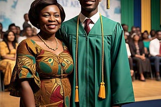 An image of a recent graduate with his mother.