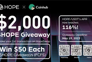 Coinhub x Hope $2000 $HOPE Giveaway! ($50 each)
