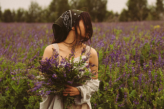 woman in lilac field