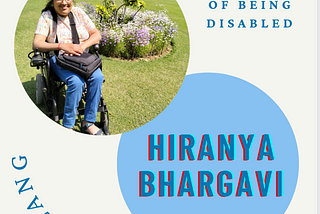 This is a poster about the piece with a photo of Hiranya, who is dressed in white top and jeans, sitting on a wheelchair in a garden with flowers in the backdrop, and looking at the camera, with her name diagonally below that. The name of the piece — The loneliness of being disabled is written at the top right corner. On the left bottom is the word Dislang written in stylized formatting.